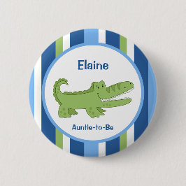 Alligator naamlabel knop Blauw/Groen Ronde Button 5,7 Cm