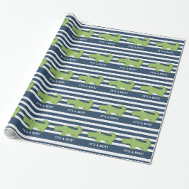 Alligator Navy and White Wrapping Paper Cadeaupapier