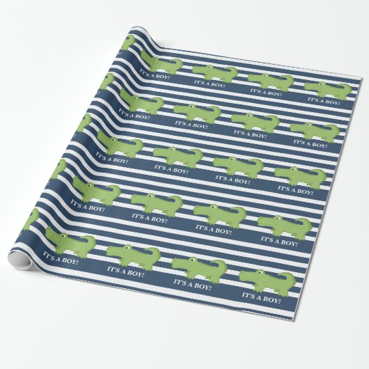 Alligator Navy en Witte Inpakpapier (Uitgerold)