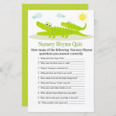 Alligator Nursery Rhyme Quiz baby shower game (Voorkant / Achterkant)