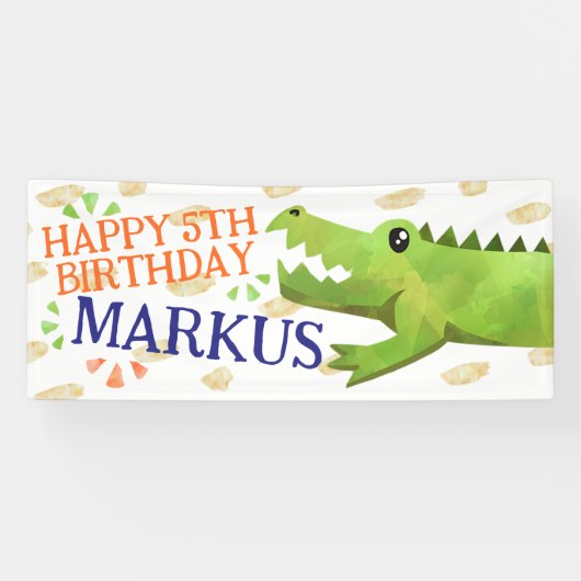 Alligator of Crocodile Birthday Party Banner (Horizontaal)