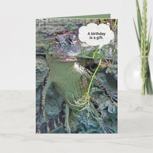 alligator op de verjaardag van de humor van het wa kaart (Voorkant)
