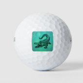 Alligator op een groene achtergrond van de swampy golfballen (Voorkant)