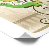 Alligator op fiets in Parijs Poster (Hoek)