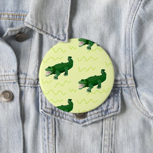 Alligator op geel ronde button 4,0 cm (In situ)
