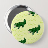 Alligator op geel ronde button 4,0 cm (Voorkant /achterkant)