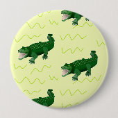 Alligator op geel ronde button 4,0 cm (Voorkant)