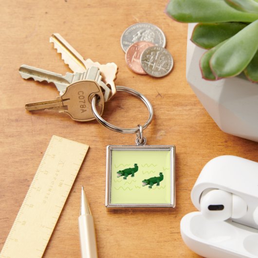 Alligator op geel sleutelhanger (Bureau)