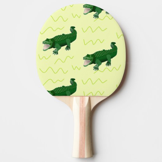 Alligator op geel tafeltennisbatje (Voorkant)
