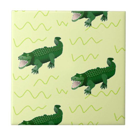 Alligator op geel tegeltje (Voorkant)