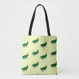 Alligator op geel tote bag