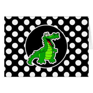 Alligator op zwarte en witte pooldots
