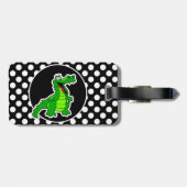 Alligator op zwarte en witte pooldots bagagelabel (Achterkant horizontaal)