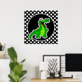 Alligator op zwarte en witte pooldots poster (Thuiskantoor)