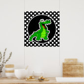 Alligator op zwarte en witte pooldots poster (Keuken)