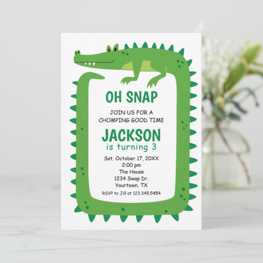 Alligator Party Invitation Kaart (Staand voorkant)