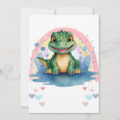 Alligator Pastel Rainbow Hearts Kleurrijke Print Kaart (Achterkant)