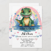 Alligator Pastel Rainbow Hearts Kleurrijke Print Kaart (Voorkant / Achterkant)