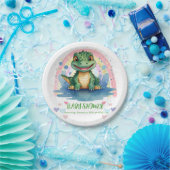 Alligator Pastel Regenboog Kleurrijk Baby shower Papieren Bordje (Feest)