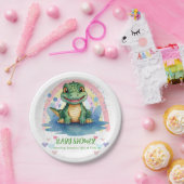 Alligator Pastel Regenboog Kleurrijk Baby shower Papieren Bordje (Feest)