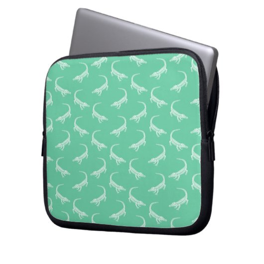 Alligator Pattern  Art Alligators Design Laptop Sleeve (Voorkant Links)