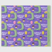 Alligator Pattern Green en Paarse Birthday Party Cadeaupapier (Vlak)