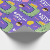 Alligator Pattern Green en Paarse Birthday Party Cadeaupapier (Hoek)