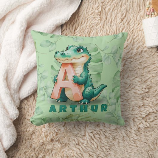Alligator Pillow – Jungle Letter A – Custom Name Kussen (Deken)