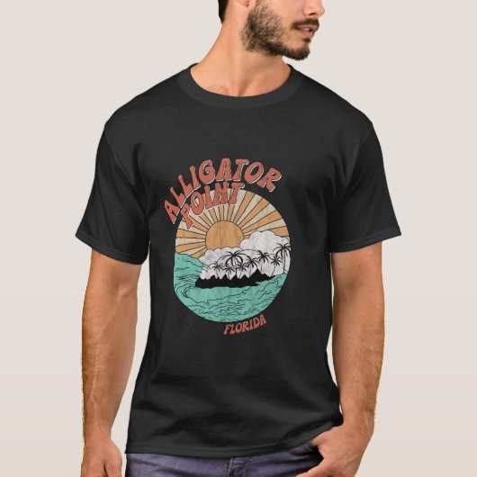 Alligator Point Florida Palm Trees FL Retr T-shirt (Voorkant)