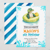 Alligator pool party uitnodiging (Voorkant / Achterkant)