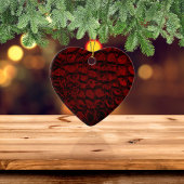 Alligator Red Faux Leather Keramisch Ornament