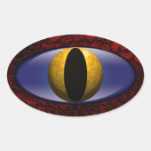 Alligator Red Yellow Faux lederen oog Ovale Sticker (Voorkant)