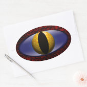 Alligator Red Yellow Faux lederen oog Ovale Sticker (Envelop)