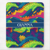Alligator regenboog kleurrijk gepersonaliseerd pat muismat (Voorkant)