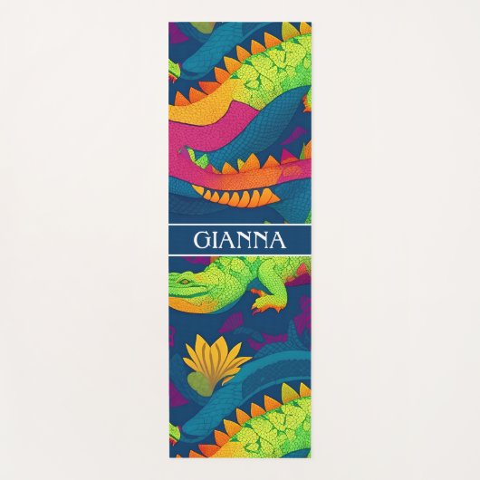 Alligator regenboog kleurrijk gepersonaliseerd pat yogamat (Voorkant)