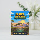 Alligator, Retro 8-Bit Pixelkunst Briefkaart (Staand voorkant)