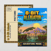 Alligator, Retro 8-Bit Pixelkunst Briefkaart (Voorkant / Achterkant)
