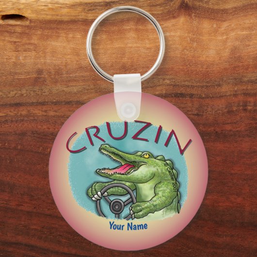 alligator rijdende auto sleutelhanger (Voorkant)