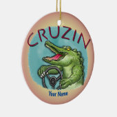 Alligator rijdt in auto keramisch ornament (Rechts)