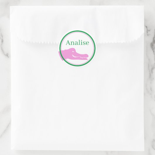 Alligator (roze) aangepaste Sticker (Tas)