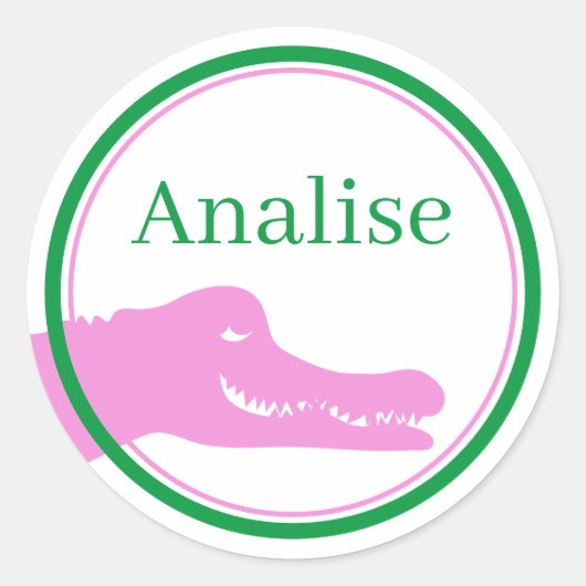 Alligator (roze) aangepaste Sticker (Voorkant)