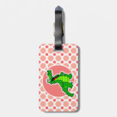 Alligator; Roze & Koraal Polka stippen Bagagelabel (Achterkant verticaal)