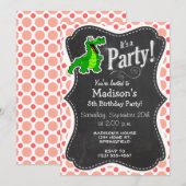 Alligator; Roze & Koraal Polka stippen Kaart (Voorkant / Achterkant)