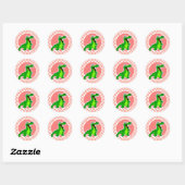 Alligator; Roze & Koraal Polka stippen Ronde Sticker (Vel)