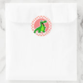Alligator; Roze & Koraal Polka stippen Ronde Sticker (Tas)