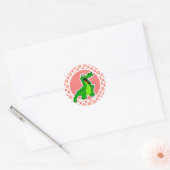 Alligator; Roze & Koraal Polka stippen Ronde Sticker (Envelop)