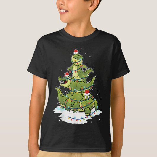 Alligator Santa Christmas Light Tree Design T-shirt (Voorkant)