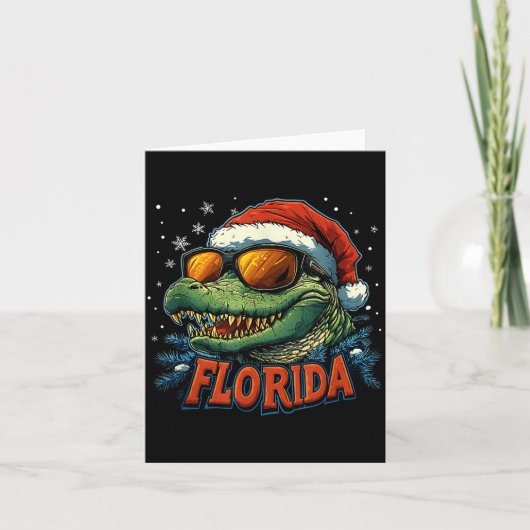 Alligator Santa Funny Florida Holiday Christmas Xm Kaart (Voorkant)