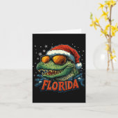 Alligator Santa Funny Florida Holiday Christmas Xm Kaart (Gele Bloem)