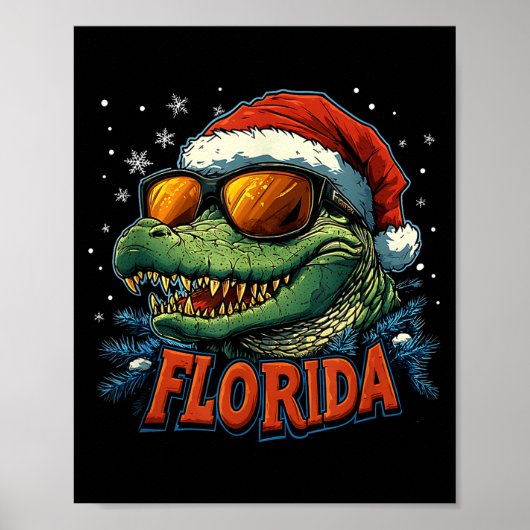 Alligator Santa Funny Florida Holiday Christmas Xm Poster (Voorkant)